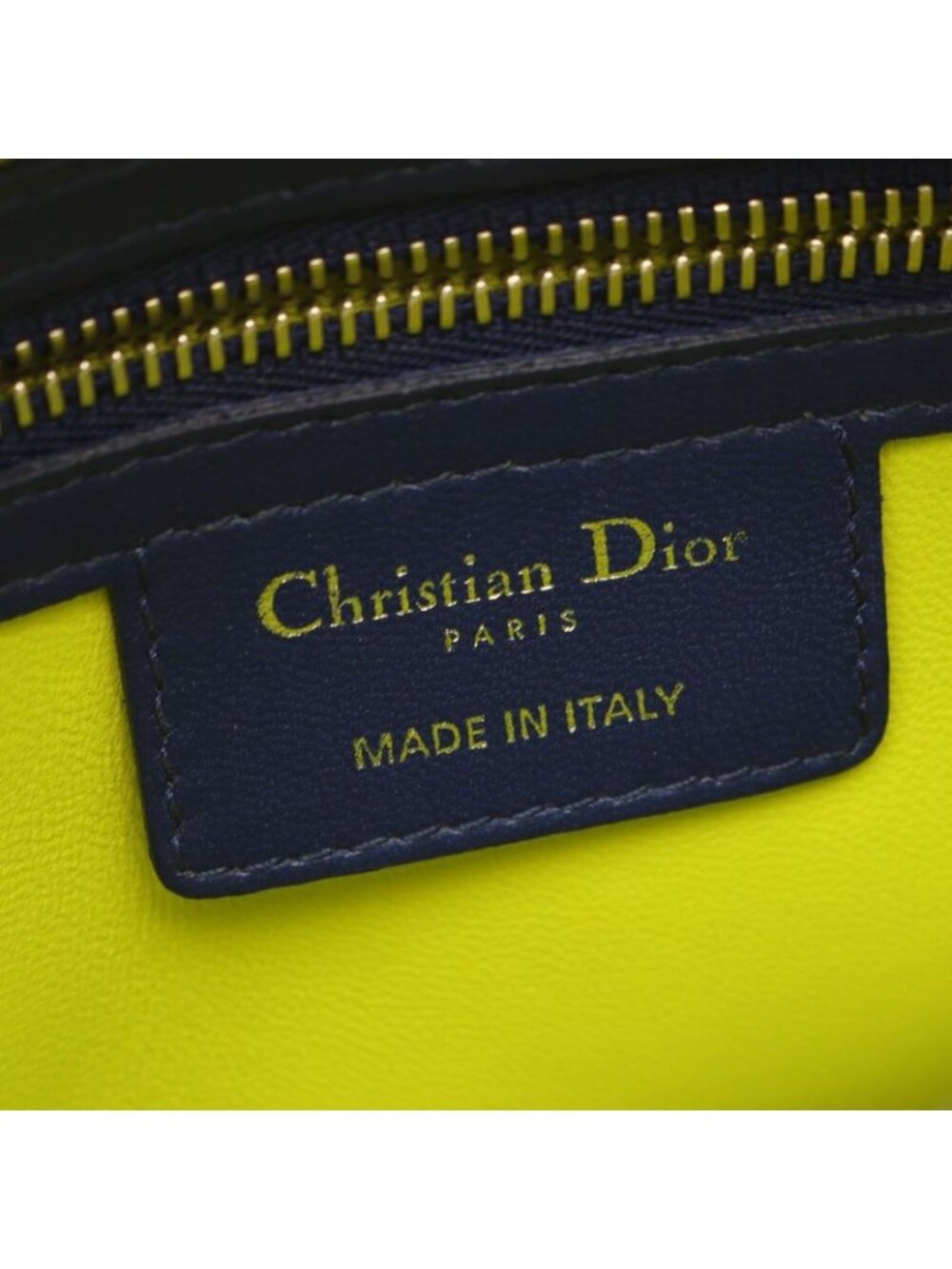 Dior Handbag Lady Dior Cannage 2-Way Masenda Navy Yellow Leather Tote - Picture 4 of 9